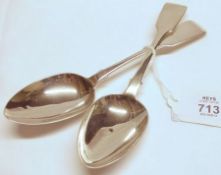 A pair of William IV Dessert Spoons, Fiddle pattern, London 1830 by the Lias’s, weighing