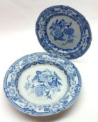 A Mixed Lot: Masons Blue and White Pattern Tableware, comprising four 9 ½” Plates, two 9 ½” Bowls