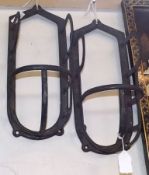 A pair of 19th Century Iron Wall Mounted Horse Lick Frames, 15” high