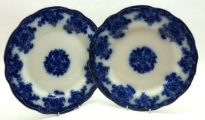 Two 19th Century Blue and White Waldorf pattern 10” Dinner Plates