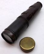 An early 20th Century Lacquered Brass Three Draw Telescope, 12” long