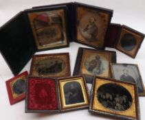 A group of nine various Vintage Portrait Photographs, some in folding frames, largest 7” wide (