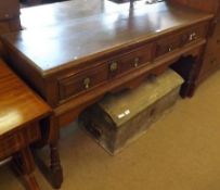 An 18th Century and later Oak Two Drawer Dresser Base, raised on turned legs, 60” wide