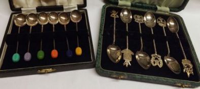 A Cased Set of Six Elizabeth II Coffee Spoons with Harlequin Bean Ends, Sheffield 1959; together