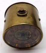 A Vintage British United Clocks Limited small drum-cased Brass Timepiece, of cylindrical form, 2”
