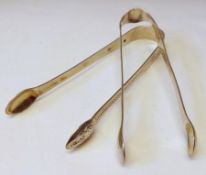 A pair of George III Bright Cut Sugar Tongs, Old English pattern, London 1791, Makers Mark