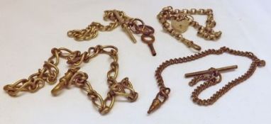 A Packet of four late 19th/early 20th Century Steel/Nickel Watch Chains