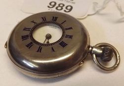 A 1st quarter of the 20th Century Continental Silver Cased Half-Hunter Fob Watch, un-named lever