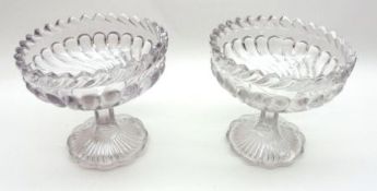 A pair of Edward Moore & Co Clear Glass Pedestal Bon-Bon Dishes, 6” high