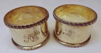 A pair of George V Napkin Rings with gadrooned edges, London 1926/8, Maker RWB (maker’s mark worn to