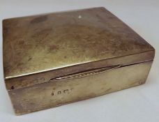 An Edwardian Small Silver Mounted Cigarette Box, rectangular shaped with slightly domed lid, 3 ½”
