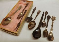 A Mixed Lot comprising: a Scottish Teaspoon with thistle pierced handle; a Child’s Fork; six items