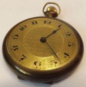 A 1st quarter of the 20th Century Metal Cased Fob Watch, with basic movement to a gilded dial with