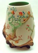 A Clarice Cliff Newport Pottery Tapering Vase, decorated in apple blossom design in browns,