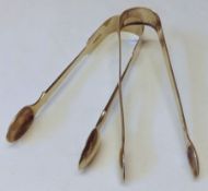 A pair of George III Sugar Tongs, Threaded Old English pattern, circa 1800, Maker WS; together