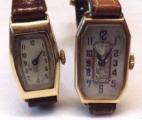 A 2nd quarter of the 20th Century Ladies 9ct Gold Cased Wristwatch, un-named 15 jewel Swiss movement