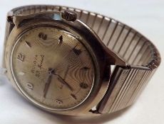 A Gents 1950s Stainless Steel Cased Bulova 23 jewels self-winding Wristwatch, Arabic numbers and