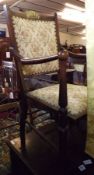 A late 19th Century Mahogany Framed Armchair, the top with inlaid motif Jubilee 1897, the back and