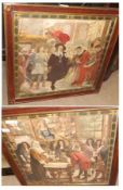 A pair of Framed 19th Century Coloured Prints, Interior Scenes with Figures in period dress, 26”