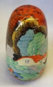 A Clarice Cliff Sifter of ribbed spreading form, decorated in colours with the “Forest Glen”