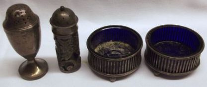A Mixed Lot comprising: pair of Circular Salts with slot pierced decoration supported on three