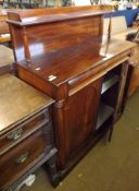 A Victorian Mahogany Chiffonier with single shelf to back, two half-length drawers, pillared side