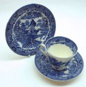 A quantity of Maling Blue and White Willow pattern Tea Ware, comprising five Cups, Saucers and
