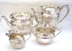A good quality Victorian Four Piece Electroplated Tea and Coffee Service, oval shaped with heavy
