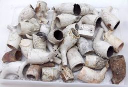 A Box containing large collection of various Victorian Clay Pipe Bowls