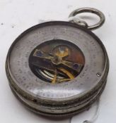 A French Pocket Aneroid Barometer with twin circular scale, 1 ½” diameter