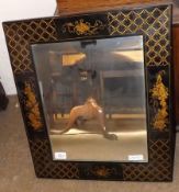 A 20th Century Rectangular Wall Mirror in black japanned finish frame, 18” wide