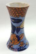 A Bursley Ware Tapering wide-necked Vase by Charlotte Rhead (unsigned), decorated in abstract floral