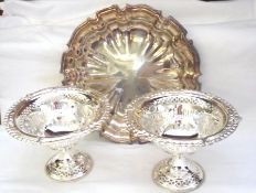 A Mixed Lot comprising: a 20th Century Electroplated Fruit Dish; together with a pair of 20th