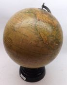 A Geographia 10” Terrestrial Globe on a Bakelite stand with alloy fittings, 14” high