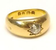 A Gents early 20th Century hallmarked 18ct Gold Ring set with a single old cut Diamond (approx ½ ct)