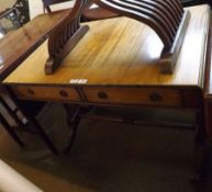 A reproduction Mahogany Sofa Table in the Georgian style, top with two short drop leaves, two frieze