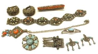 A Mixed Lot of Ethnic type Jewellery, including Bracelet, Earrings, Brooches, Pendant etc (qty)