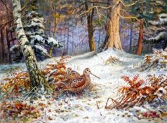 CARL DONNER (CONTEMPORARY, BRITISH) WOODCOCK IN WINTER watercolour, signed lower right 11 ½ x 15 ½