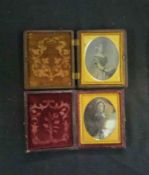 Two small oval Daguerreotype Portrait Photographs of Ladies, each approx. size 2 ¼” x 1 ¾”, both