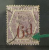 GB QV Sixpence overprint on sixpence, fine used example, variety 2 dots under “D” of sixpence, SG