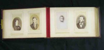 A Victorian Carte de Visite Album containing 90+ Carte de Visites, old full cf, worn, top bd