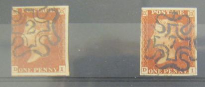 GB QV Penny Reds (2) with No 2 and No 7 in Maltese Cross postmarks (2)