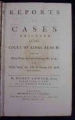 HENRY COWPER: REPORTS OF CASES ADJUDGED IN THE COURT OF KING’S BENCH; ….., L, 1783, old cf, worn,