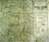 SAXTON/KIP: CAMBRIDGE COMITATUS, engrd Map, circa 1607, approx. 11 ¼” x 12 ¾”