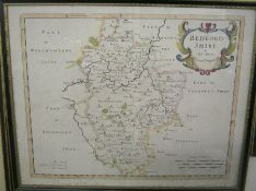 R MORDEN: BEDFORDSHIRE, engrd hand col’d map [1695], approx 12” x 15, f/g