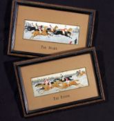Two Stevengraph Silks: “The Start” and “The Finish”, both circa 1879, each close mounted, masking