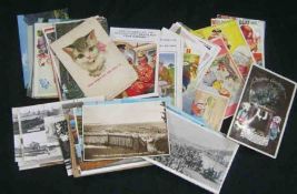 A Packet + An Album: Assorted PPC including UK RP and Topo plus a few foreign + some comic, many