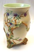 A Clarice Cliff Baluster Vase, relief moulded with a Flowering Tree design on a grey glaze ground,