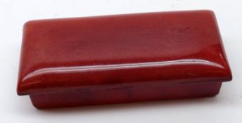 A Bernard Moore small Flambé Glaze Red Lidded Box of rectangular form with pull-off cover, circa