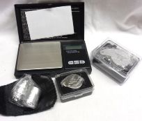 A set of collectors/jeweller’s accessories consisting of Digital Scales, two Loupes and a Compact UV